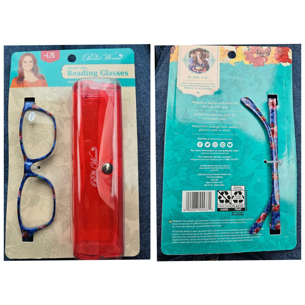 The Pioneer Woman Floral Reading Glasses with Red Case
